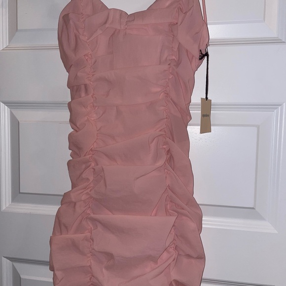 Revolve Superdown pink ruched dress - tie straps - Picture 2 of 2